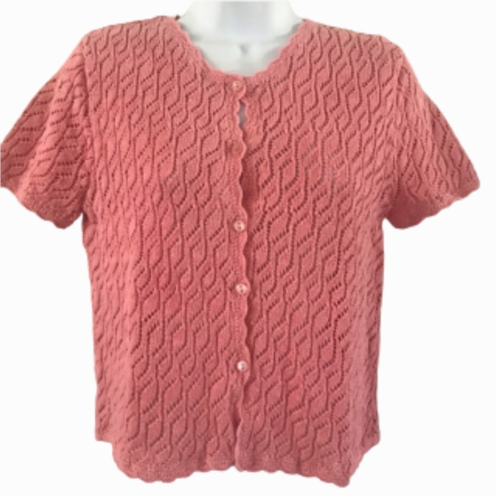 Requirements Short Sleeve Sweater Cardigan